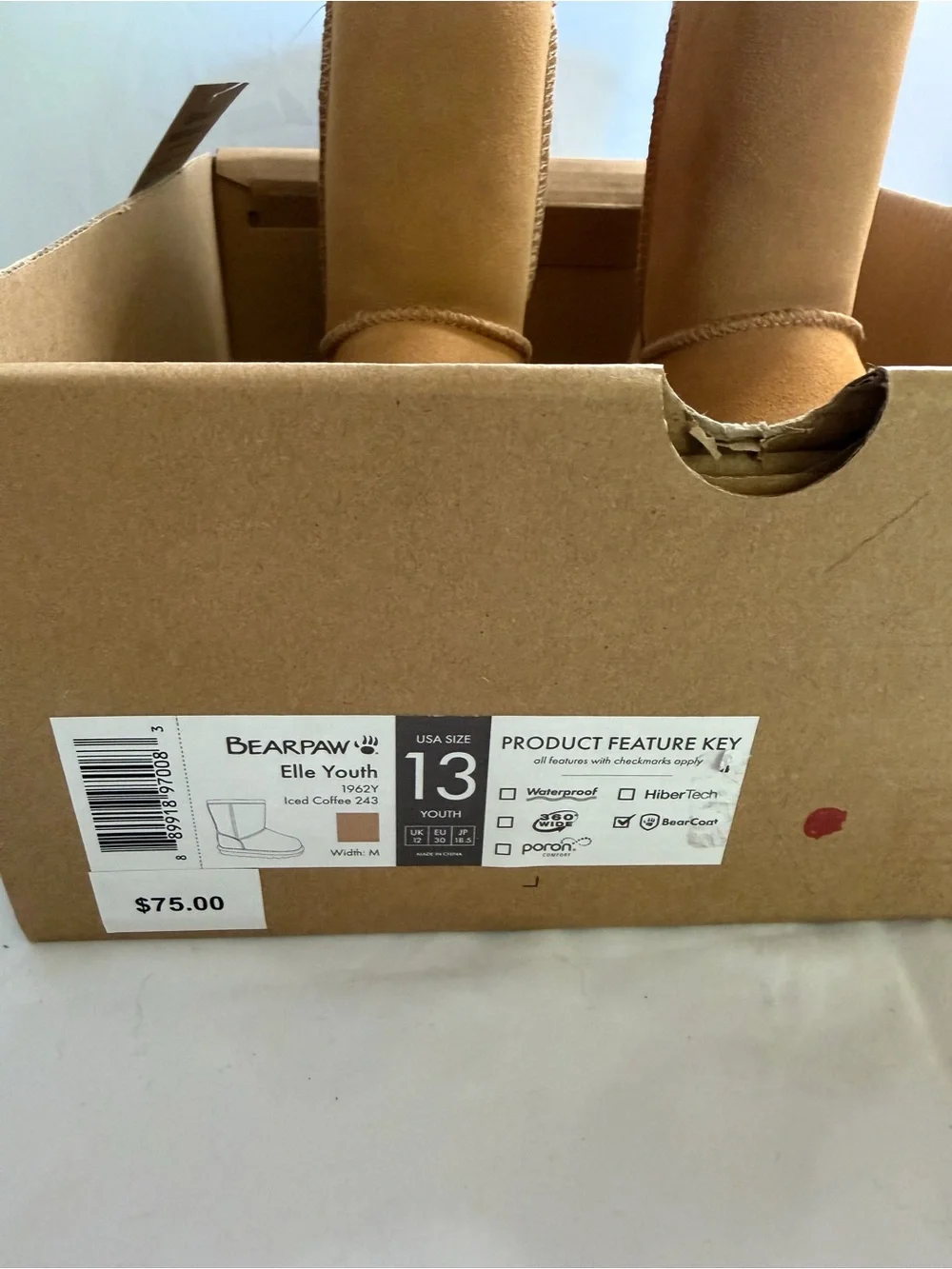 BearPaw Tan Suede Cozy Short Boot iced coffee